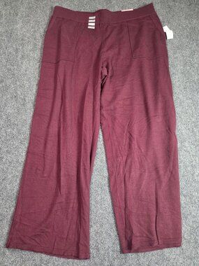 Livi Active Burgundy Wide-Leg Pants Size 18/20 50% Rayon 28% Polyester 22% Nylon